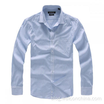 Versatile Slim Vertical Striped Men's Long Sleeved Shirt